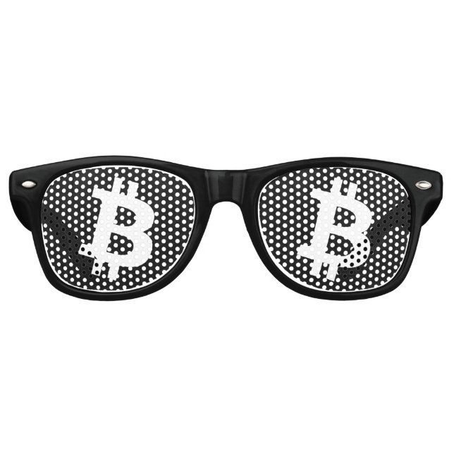 Gafas De Fiesta Retro Neurona de Bitcoin Negro (Anverso)