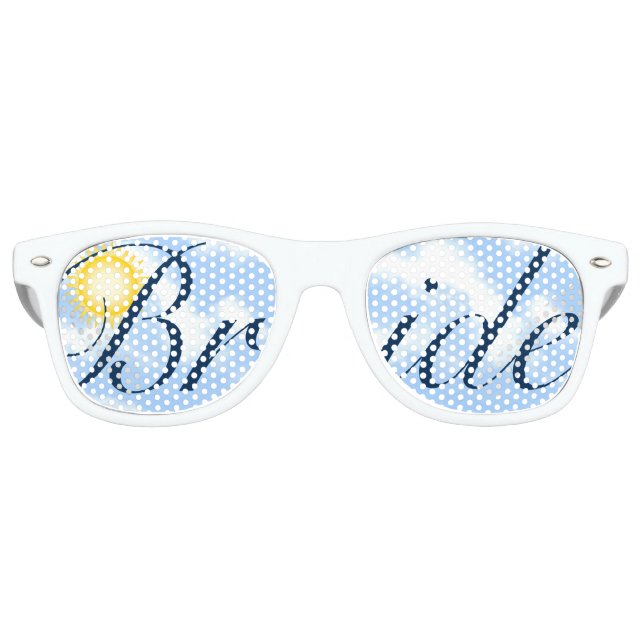 Gafas De Fiesta Retro Novia con cielo azul (Anverso)