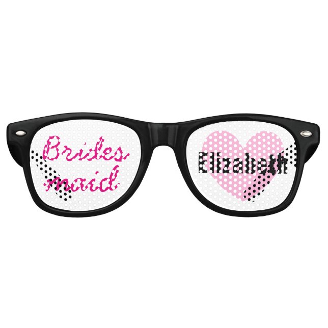 Gafas De Fiesta Retro Novia Wedding Favor Negro Nombre Rosa A02 (Anverso)