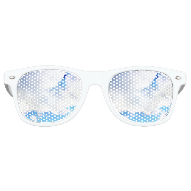 Gafas De Fiesta Retro Nubes blancas esponjosas y cielo azul (Anverso)