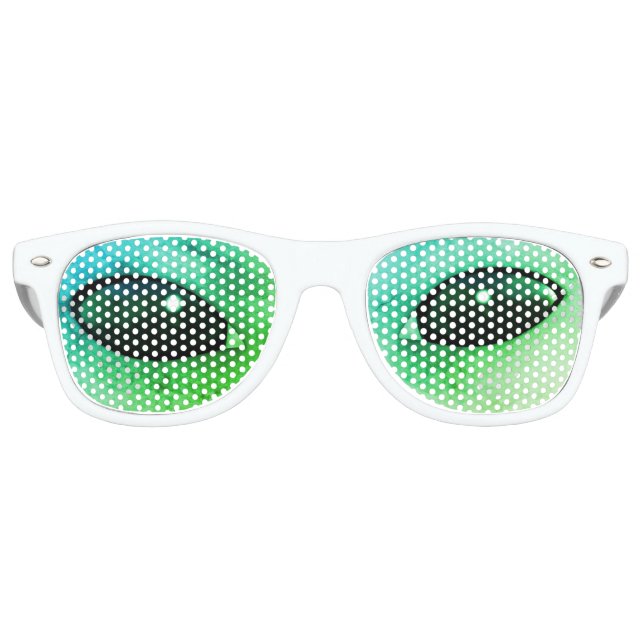 GAFAS DE FIESTA RETRO OJOS ALIEN. OJOS EXTRATERRESTRE VERDES (Anverso)