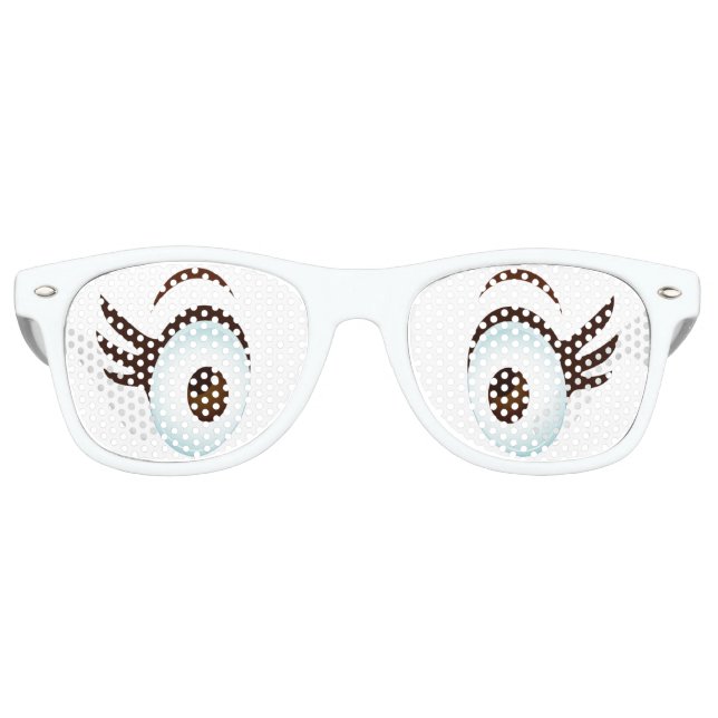 Gafas De Fiesta Retro Ojos Personalizados marrones graciosos con pestaña (Anverso)