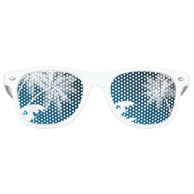GAFAS DE FIESTA RETRO OMBRÉ BLUE TROPICAL PALMS (Anverso)