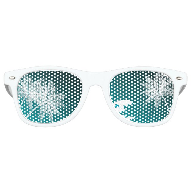GAFAS DE FIESTA RETRO PALMAS TROPICALES VERDE AZULADAS OMBRÉ (Anverso)
