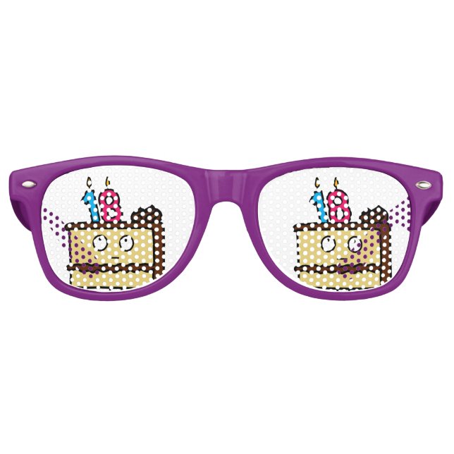 Gafas De Fiesta Retro Pastel de cumpleaños con velas (Anverso)