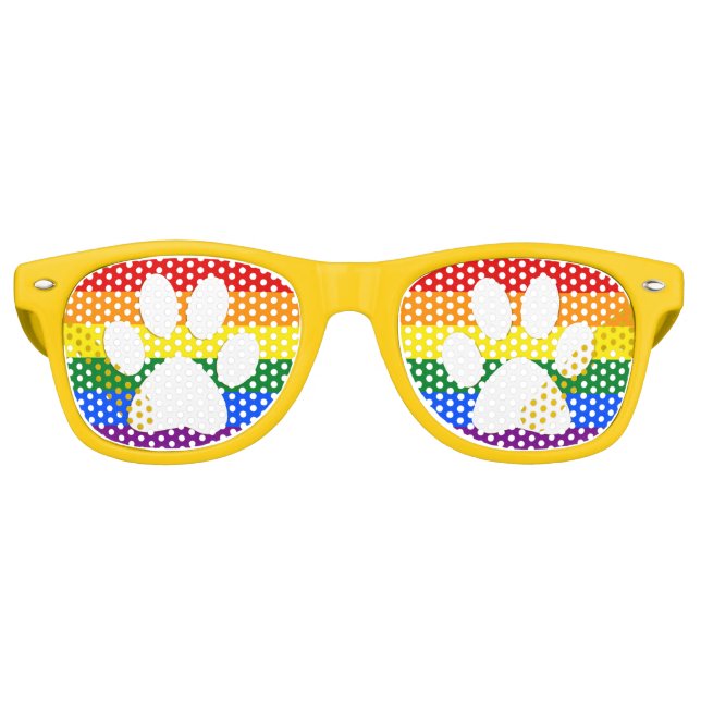 Gafas De Fiesta Retro Patas de Perrito Arcoíris Orgullo (Anverso)