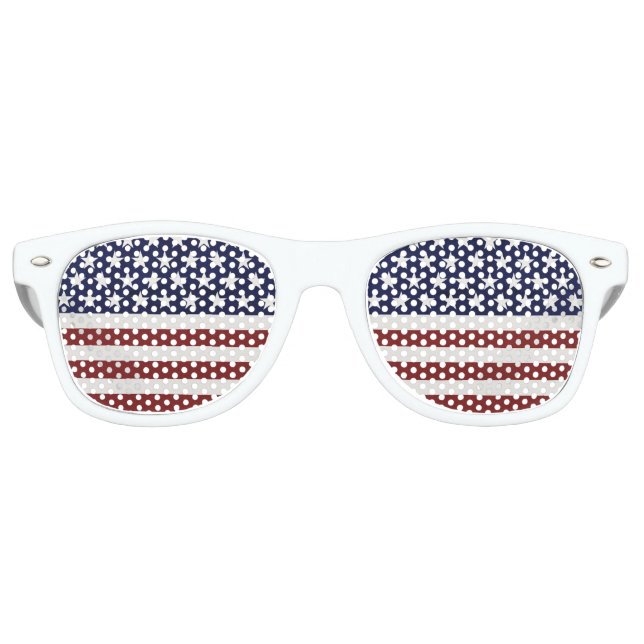 Gafas De Fiesta Retro Patriota de la bandera estadounidense, 4 de julio, (Anverso)