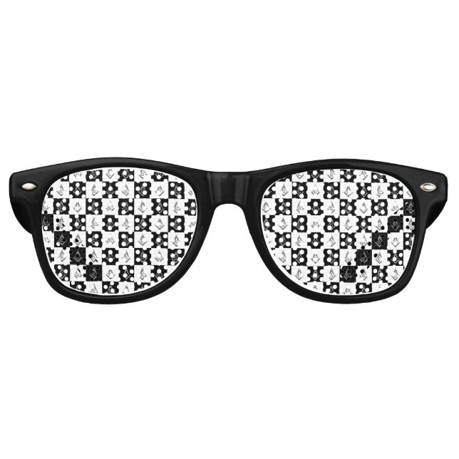 Gafas De Fiesta Retro Patrón de comprobación de masas (Anverso)