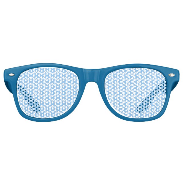 Gafas De Fiesta Retro Patrón de Corazones Blancos Azules (Anverso)