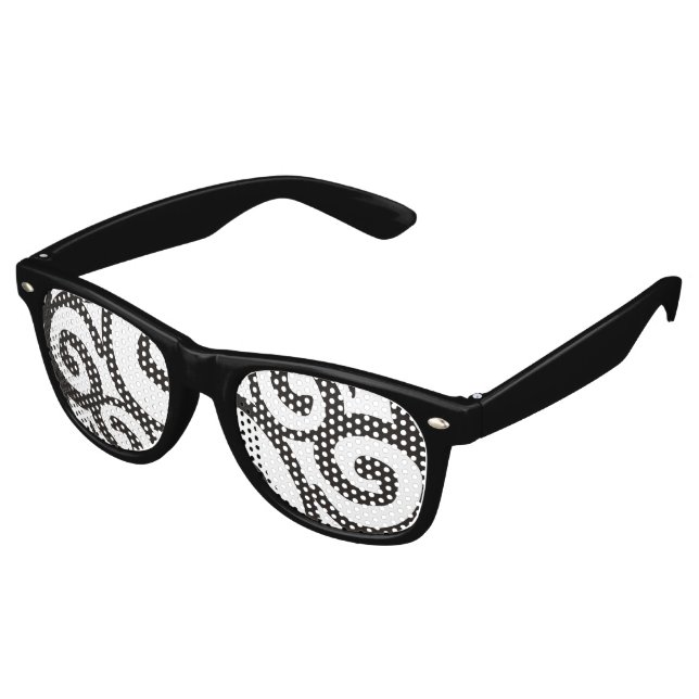 Gafas De Fiesta Retro Patrón de espirales negro y blanco + tus ideas (Ángulo)
