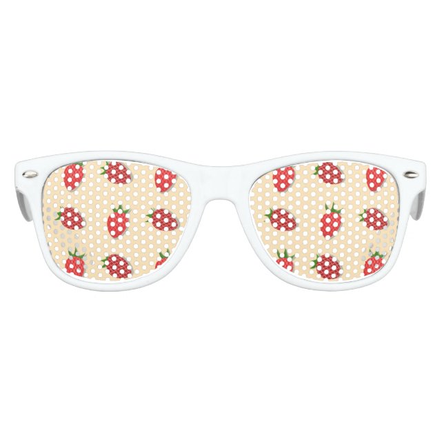 Gafas De Fiesta Retro Patrón de fresa para buenas vibraciones en verano  (Anverso)