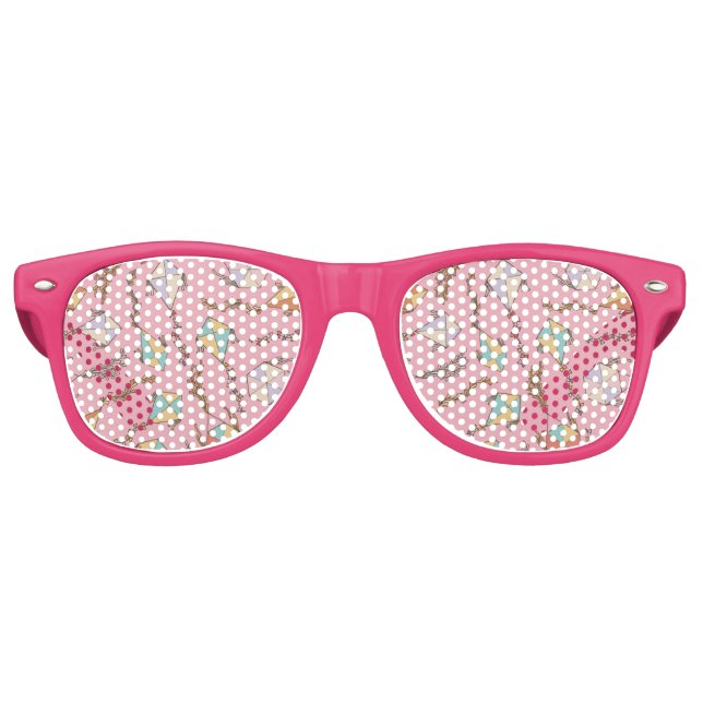 Gafas De Fiesta Retro Patrón de iconos de cometas rosa (Anverso)