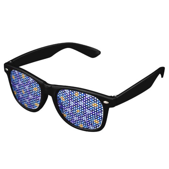 Gafas De Fiesta Retro Patrón de las flores azules abstractas (Ángulo)