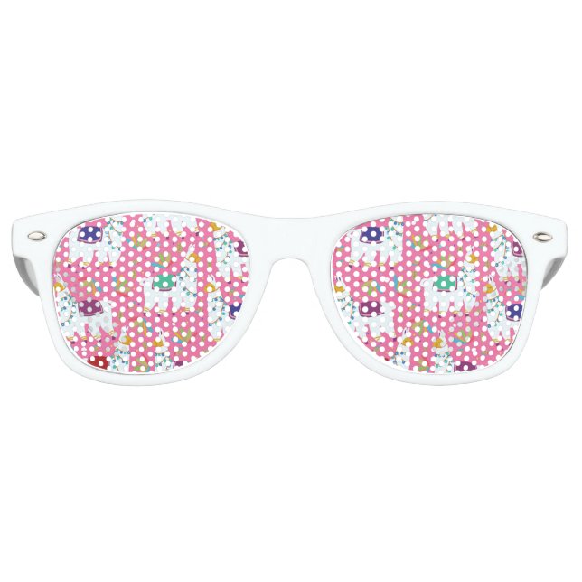 Gafas De Fiesta Retro Patrón de Llama Adorable (Anverso)