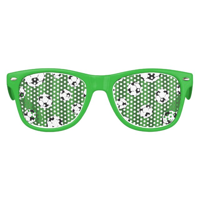 Gafas De Fiesta Retro Patrón de pelota de fútbol infantil en franjas ver (Anverso)
