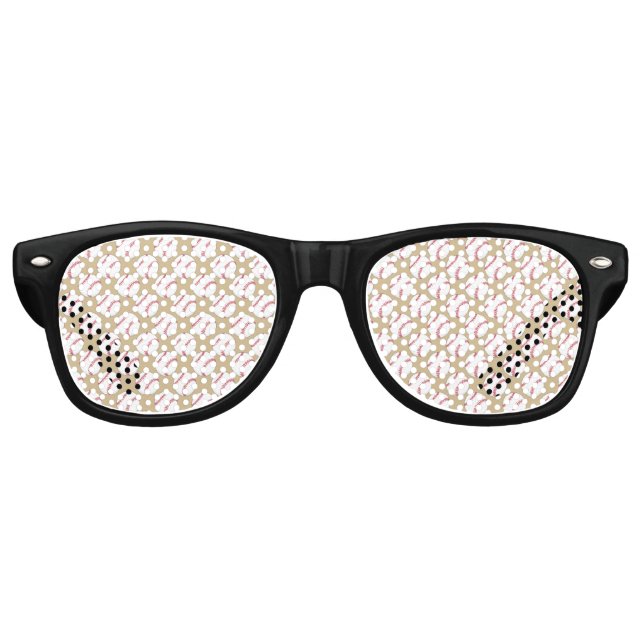 Gafas De Fiesta Retro Patrón de pelotas de béisbol (Anverso)