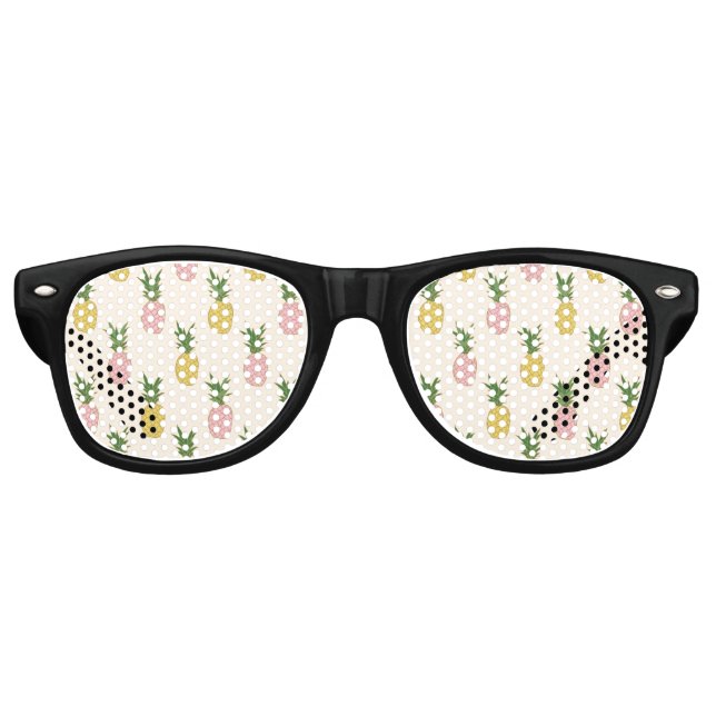 Gafas De Fiesta Retro Patrón de piña tropical amarillo rosado de moda (Anverso)