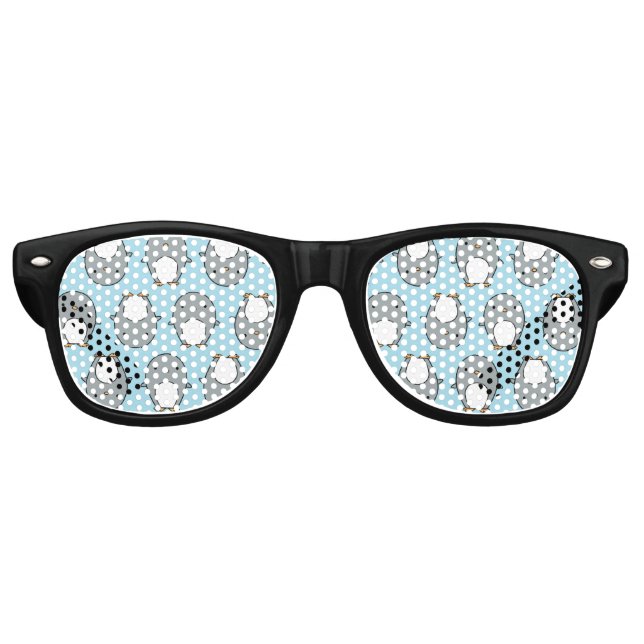Gafas De Fiesta Retro Patrón de Pingüino Azul Bebé (Anverso)