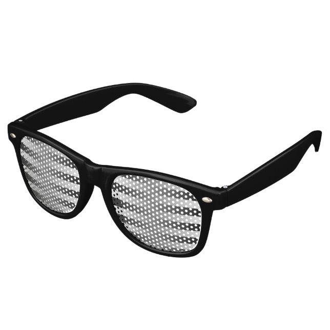 Gafas De Fiesta Retro Patrón de rayas - gradientes negros y grises (Ángulo)