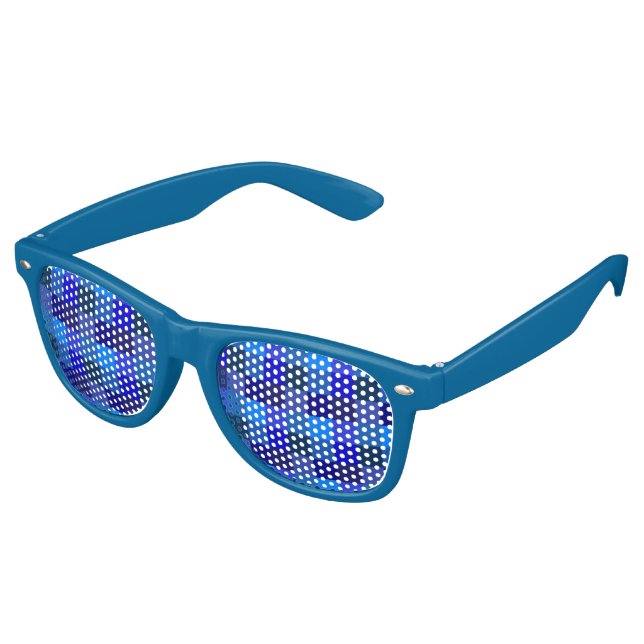 Gafas De Fiesta Retro Patrón de tablero de ajedrez azul (Ángulo)