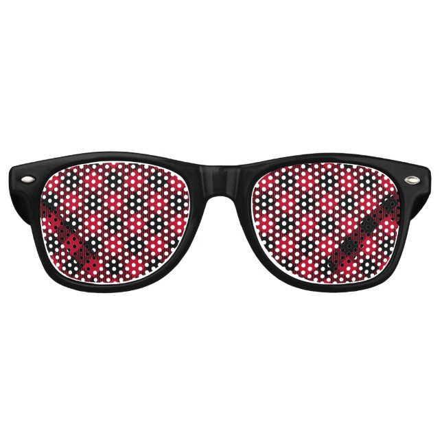 Gafas De Fiesta Retro Patrón De Tapado De Búfalo De Comprobación Rojo Y  (Anverso)