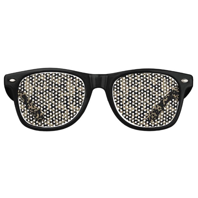 Gafas De Fiesta Retro Patrón floral marrón oscuro (Anverso)