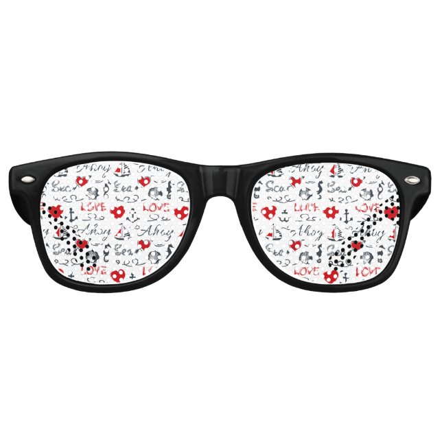 Gafas De Fiesta Retro Patrón náutico sin mar (Anverso)