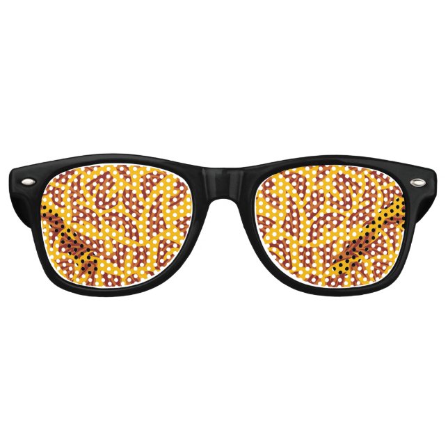 Gafas De Fiesta Retro Patrón tribal étnico Naranja amarillo marrón (Anverso)