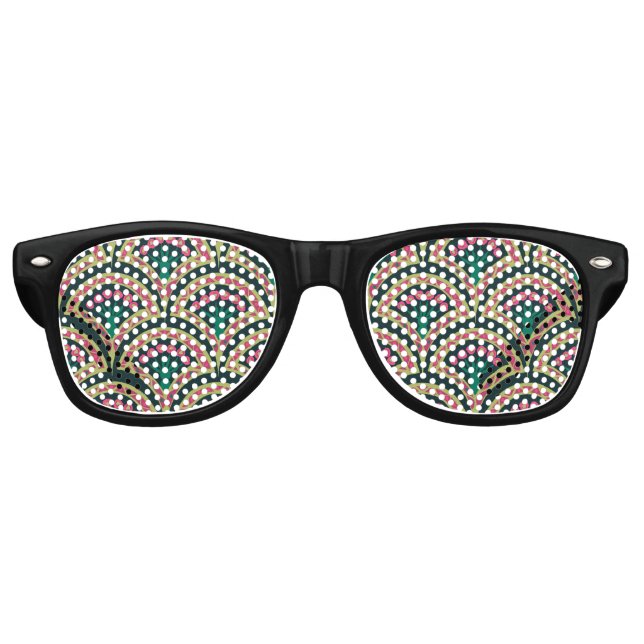Gafas De Fiesta Retro patrón verde en forma de concha (Anverso)