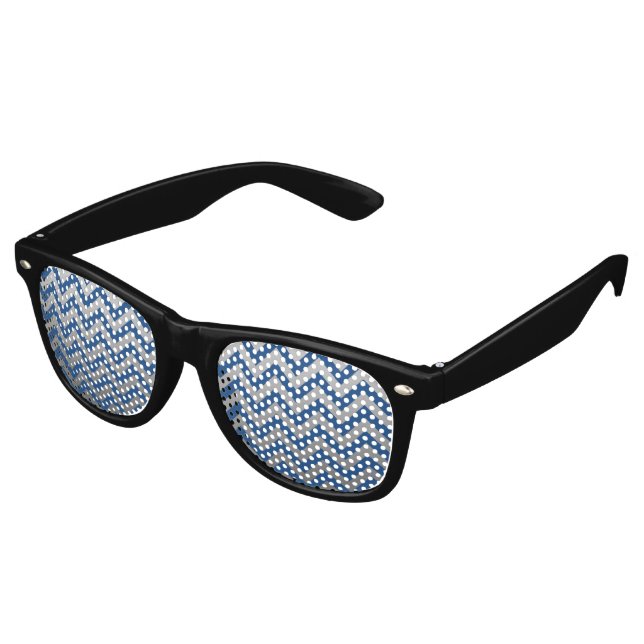 Gafas De Fiesta Retro Patrón ZIGZAG - gradientes grises + tu trasero. (Ángulo)