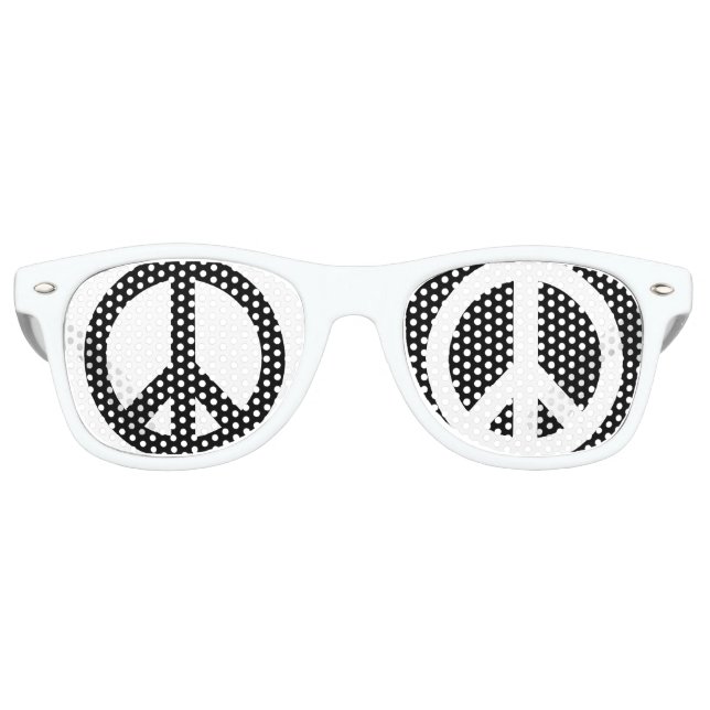 Gafas De Fiesta Retro Paz en blanco y negro (Anverso)