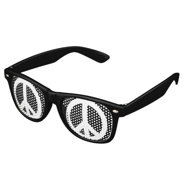 Gafas De Fiesta Retro Paz Negro y Blanco (Ángulo)
