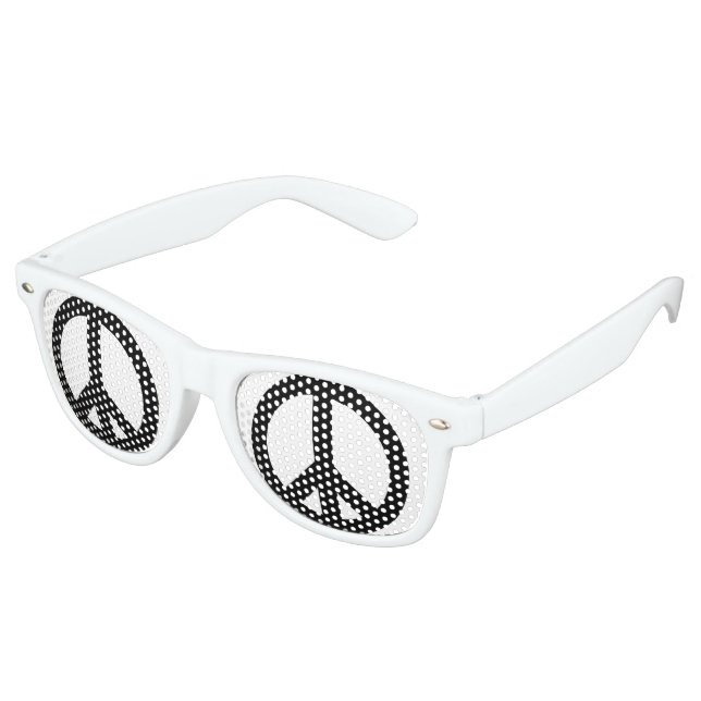 Gafas De Fiesta Retro Paz Negro y Blanco (Ángulo)