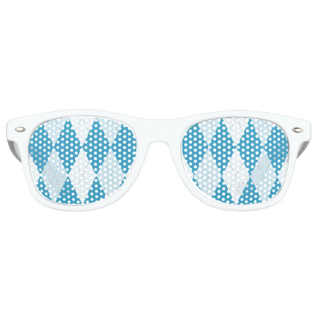 Gafas De Fiesta Retro Peacock Azul Argyle Pequeño Forma de Diamante (Anverso)