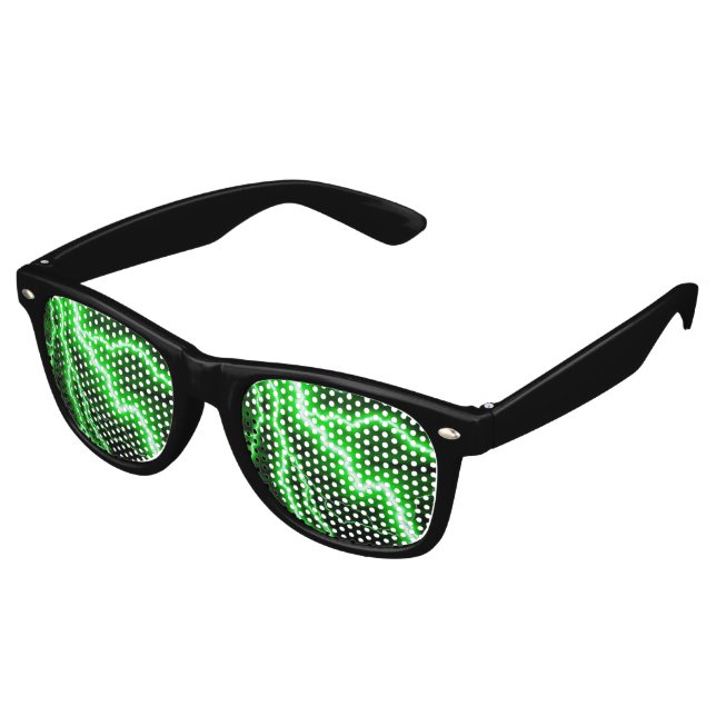 Gafas De Fiesta Retro Perno de rayo verde eléctrico (Ángulo)