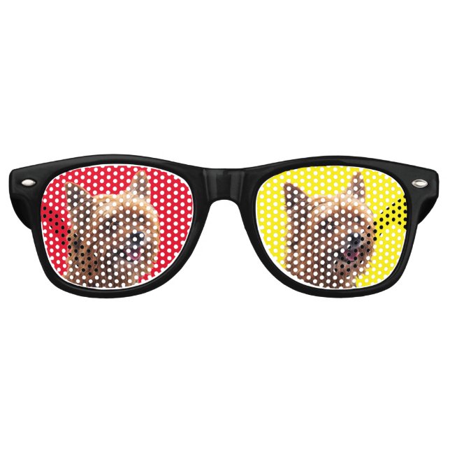 Gafas De Fiesta Retro Perro yorkie rojo y amarillo (Anverso)