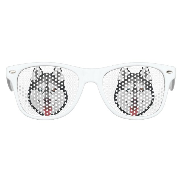 Gafas De Fiesta Retro Perros de ilustracion enfrentan al Husky Siberiano (Anverso)