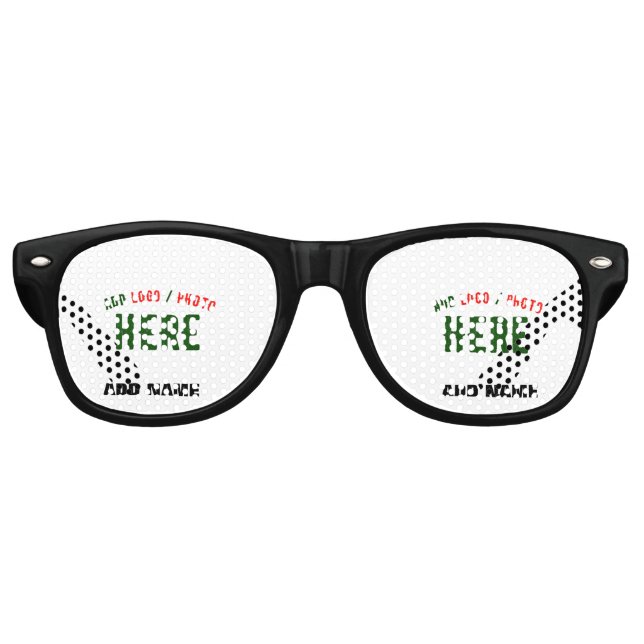 GAFAS DE FIESTA RETRO PERSONALIZABLE MODERNO ESTILO BLANCO VERIFICADO MA (Anverso)