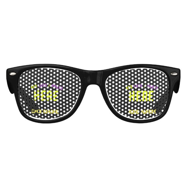 GAFAS DE FIESTA RETRO PERSONALIZABLE MODERNO ESTILO NEGRO VERIFICADO MAR (Anverso)