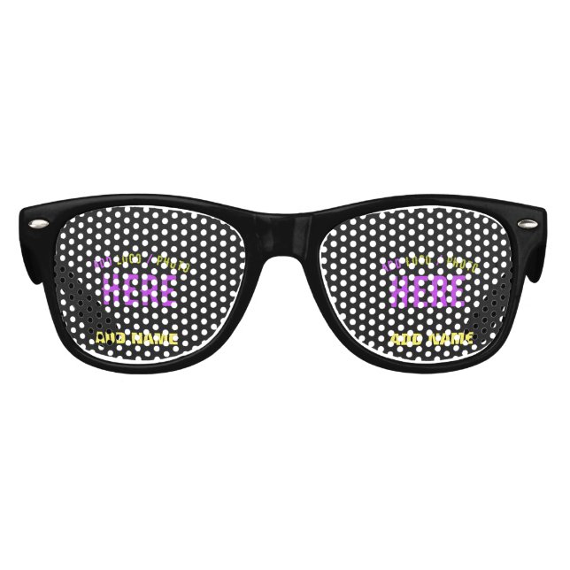 GAFAS DE FIESTA RETRO PERSONALIZABLE MODERNO ESTILO NEGRO VERIFICADO MAR (Anverso)