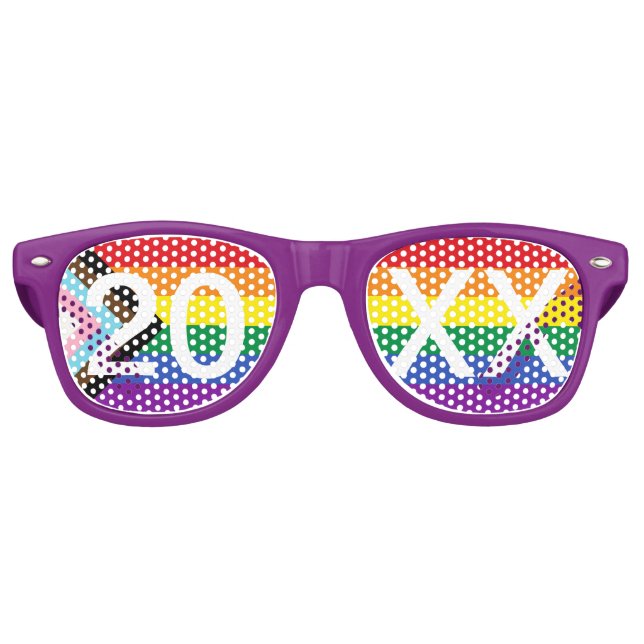 Gafas De Fiesta Retro Personalizado 20XX Progreso Orgullo púrpura (Anverso)