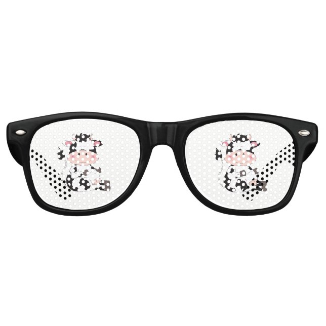Gafas De Fiesta Retro Personalizado Cute Baby Cow (Anverso)