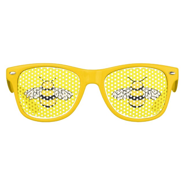 Gafas De Fiesta Retro Personalizado de abejas Amarillo (Anverso)