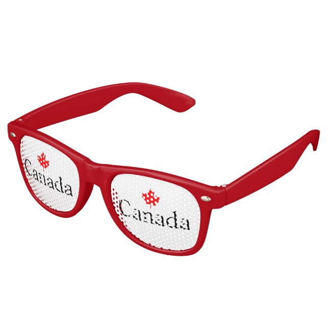 Gafas De Fiesta Retro Personalizado de Canadá texto rojo hoja de arce fi (Ángulo)