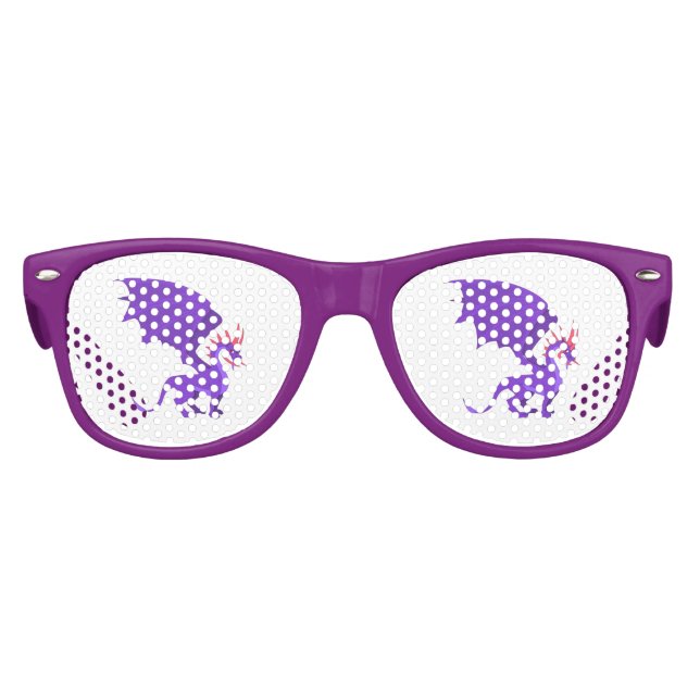 Gafas De Fiesta Retro Personalizado de dragón morado (Anverso)