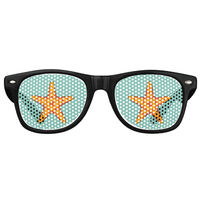 Gafas De Fiesta Retro Personalizado de Starfish Naranja Cute (Anverso)