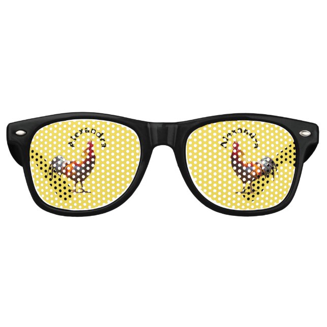 Gafas De Fiesta Retro Personalizado Diversión Fiesta Pollo Nombre (Anverso)