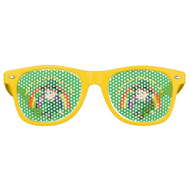 Gafas De Fiesta Retro Personalizado lindo leprechaun con shamrock y arco (Anverso)