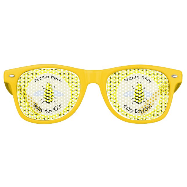 Gafas De Fiesta Retro Personalizado Neutral de Abeja Amarilla Cute Géner (Anverso)