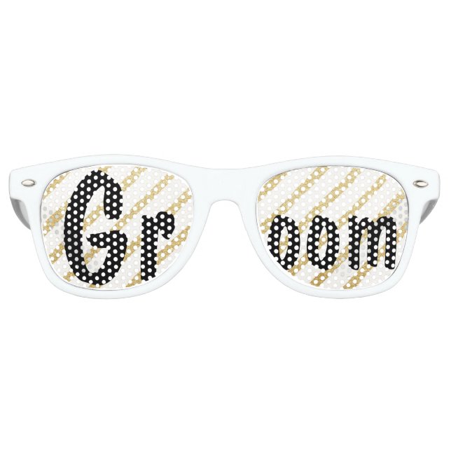 Gafas De Fiesta Retro Pinceles modernos rayas de oro rayas boda Groom (Anverso)